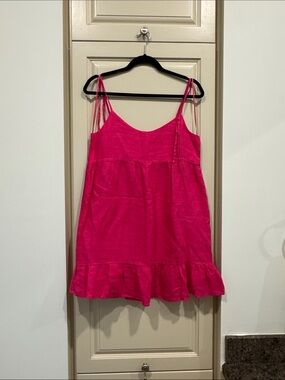Women’s Hot Pink Sleeveless Ruffle Slip Dress